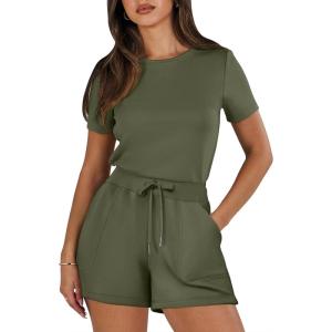 imageANRABESS Womens Summer Casual Dressy Short Sleeve Tshirt One Piece Rompers Jumpsuit Beach Travel Vacation Outfits 2025Olive