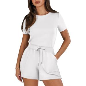 imageANRABESS Womens Summer Casual Dressy Short Sleeve Tshirt One Piece Rompers Jumpsuit Beach Travel Vacation Outfits 2025White