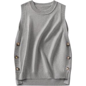 imageANRABESS Womens Sweater Vest Summer Sleeveless Crewneck Ribbed Knit Side Button Pullover Tank Tops 2025 OutfitsGray