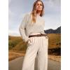 imageANRABESS Womens Two Piece Outfits Long Sleeve Knit Top Fall Sweater Set Oversized Pants Tracksuit Lounge SetsBeige