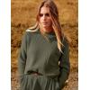 imageANRABESS Womens Two Piece Outfits Long Sleeve Knit Top Fall Sweater Set Oversized Pants Tracksuit Lounge SetsDeep Army Green
