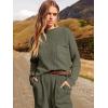 imageANRABESS Womens Two Piece Outfits Long Sleeve Knit Top Fall Sweater Set Oversized Pants Tracksuit Lounge SetsDeep Army Green