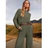 imageANRABESS Womens Two Piece Outfits Long Sleeve Knit Top Fall Sweater Set Oversized Pants Tracksuit Lounge SetsDeep Army Green