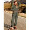 imageANRABESS Womens Two Piece Outfits Long Sleeve Knit Top Fall Sweater Set Oversized Pants Tracksuit Lounge SetsDeep Army Green