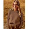 imageANRABESS Womens Two Piece Outfits Long Sleeve Knit Top Fall Sweater Set Oversized Pants Tracksuit Lounge SetsDeep Brown