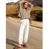 imageANRABESS Womens Two Piece Outfits Long Sleeve Knit Top Fall Sweater Set Oversized Pants Tracksuit Lounge SetsKhaki White