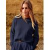 imageANRABESS Womens Two Piece Outfits Long Sleeve Knit Top Fall Sweater Set Oversized Pants Tracksuit Lounge SetsNavy Blue