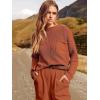 imageANRABESS Womens Two Piece Outfits Long Sleeve Knit Top Fall Sweater Set Oversized Pants Tracksuit Lounge SetsRust