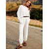 imageANRABESS Womens Two Piece Outfits Long Sleeve Knit Top Fall Sweater Set Oversized Pants Tracksuit Lounge SetsWhite