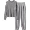 imageANRABESS Womens Two Piece Outfits Long Sleeve Knit Top Fall Sweater Set Oversized Pants Tracksuit Lounge SetsLight Grey