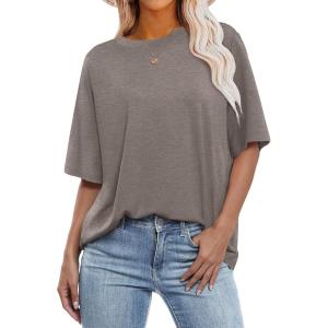 imageANRABESS Womens Oversized T Shirts Short Sleeve Crewneck Tops Casual Loose Basic Tee Shirts 2025 Summer Trendy OutfitsBrown Grey