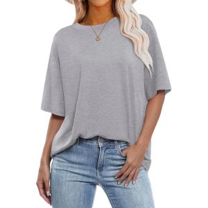 imageANRABESS Womens Oversized T Shirts Short Sleeve Crewneck Tops Casual Loose Basic Tee Shirts 2025 Summer Trendy OutfitsCharcoal Heather