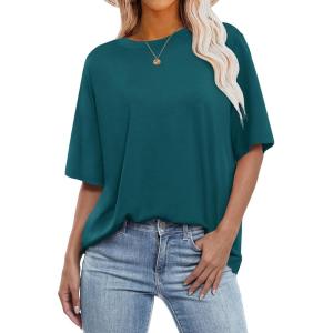 imageANRABESS Womens Oversized T Shirts Short Sleeve Crewneck Tops Casual Loose Basic Tee Shirts 2025 Summer Trendy OutfitsLake