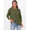 imageANRABESS Womens 34 Length Sleeve Tops Loose Fit Tunic Shirts Oversized Spring Summer Casual Crew Neck Basic Boxy TeeArmy Green