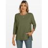 imageANRABESS Womens 34 Length Sleeve Tops Loose Fit Tunic Shirts Oversized Spring Summer Casual Crew Neck Basic Boxy TeeArmy Green