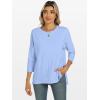 imageANRABESS Womens 34 Length Sleeve Tops Loose Fit Tunic Shirts Oversized Spring Summer Casual Crew Neck Basic Boxy TeeBlue
