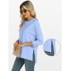 imageANRABESS Womens 34 Length Sleeve Tops Loose Fit Tunic Shirts Oversized Spring Summer Casual Crew Neck Basic Boxy TeeBlue