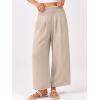 imageANRABESS Womens Pants Wide Leg High Waisted Palazzo Pants Summer Flowy Beach Lounge Casual Trousers with PocketsAlmond