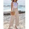 imageANRABESS Womens Pants Wide Leg High Waisted Palazzo Pants Summer Flowy Beach Lounge Casual Trousers with PocketsAlmond