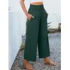 imageANRABESS Womens Pants Wide Leg High Waisted Palazzo Pants Summer Flowy Beach Lounge Casual Trousers with PocketsDark Green