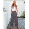 imageANRABESS Womens Pants Wide Leg High Waisted Palazzo Pants Summer Flowy Beach Lounge Casual Trousers with PocketsGrey