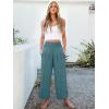 imageANRABESS Womens Pants Wide Leg High Waisted Palazzo Pants Summer Flowy Beach Lounge Casual Trousers with PocketsLake
