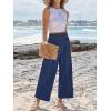 imageANRABESS Womens Pants Wide Leg High Waisted Palazzo Pants Summer Flowy Beach Lounge Casual Trousers with PocketsNavy Blue