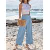 imageANRABESS Womens Pants Wide Leg High Waisted Palazzo Pants Summer Flowy Beach Lounge Casual Trousers with PocketsSky