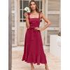 imageANRABESS Womens Square Neck Ruffle Split Midi Elegant Formal Wedding Guest Cocktail Bridesmaid Graduation Party DressesDark Red