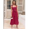 imageANRABESS Womens Square Neck Ruffle Split Midi Elegant Formal Wedding Guest Cocktail Bridesmaid Graduation Party DressesDark Red