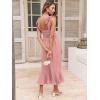 imageANRABESS Womens Square Neck Ruffle Split Midi Elegant Formal Wedding Guest Cocktail Bridesmaid Graduation Party DressesPink