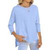 imageANRABESS Womens 34 Length Sleeve Tops Loose Fit Tunic Shirts Oversized Spring Summer Casual Crew Neck Basic Boxy TeeBlue