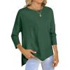 imageANRABESS Womens 34 Length Sleeve Tops Loose Fit Tunic Shirts Oversized Spring Summer Casual Crew Neck Basic Boxy TeeDeep Green
