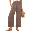 imageANRABESS Womens Pants Wide Leg High Waisted Palazzo Pants Summer Flowy Beach Lounge Casual Trousers with PocketsCoffee
