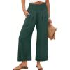 imageANRABESS Womens Pants Wide Leg High Waisted Palazzo Pants Summer Flowy Beach Lounge Casual Trousers with PocketsDark Green