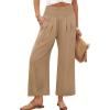 imageANRABESS Womens Pants Wide Leg High Waisted Palazzo Pants Summer Flowy Beach Lounge Casual Trousers with PocketsKhaki