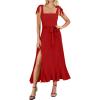 imageANRABESS Womens Square Neck Ruffle Split Midi Elegant Formal Wedding Guest Cocktail Bridesmaid Graduation Party DressesRed