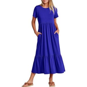 imageANRABESS Womens 2025 Summer Casual Maxi Dress A line Tiered Flowy Short Sleeve Crewneck T Shirt Beach Travel Long DressesRoyal Blue
