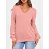 imageANRABESS Womens Long Sleeve Shirts Casual Loose V Neck Basic Tees Tops 2025 Fall TShirt OutfitsCoral