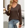imageANRABESS Womens Long Sleeve Shirts Casual Loose V Neck Basic Tees Tops 2025 Fall TShirt OutfitsDark Brown