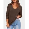 imageANRABESS Womens Long Sleeve Shirts Casual Loose V Neck Basic Tees Tops 2025 Fall TShirt OutfitsDark Brown
