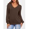imageANRABESS Womens Long Sleeve Shirts Casual Loose V Neck Basic Tees Tops 2025 Fall TShirt OutfitsDark Brown