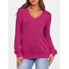 imageANRABESS Womens Long Sleeve Shirts Casual Loose V Neck Basic Tees Tops 2025 Fall TShirt OutfitsHot Pink