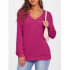 imageANRABESS Womens Long Sleeve Shirts Casual Loose V Neck Basic Tees Tops 2025 Fall TShirt OutfitsHot Pink