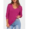imageANRABESS Womens Long Sleeve Shirts Casual Loose V Neck Basic Tees Tops 2025 Fall TShirt OutfitsHot Pink