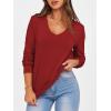 imageANRABESS Womens Long Sleeve Shirts Casual Loose V Neck Basic Tees Tops 2025 Fall TShirt OutfitsRed
