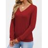 imageANRABESS Womens Long Sleeve Shirts Casual Loose V Neck Basic Tees Tops 2025 Fall TShirt OutfitsRed