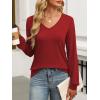 imageANRABESS Womens Long Sleeve Shirts Casual Loose V Neck Basic Tees Tops 2025 Fall TShirt OutfitsRed