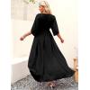 imageANRABESS Womens Summer Loose Boho Flowy Wrap V Neck 34 Sleeve Floral Print Slit Beach Wedding Guest Long Maxi DressesBlack
