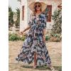 imageANRABESS Womens Summer Loose Boho Flowy Wrap V Neck 34 Sleeve Floral Print Slit Beach Wedding Guest Long Maxi DressesBlack Flor